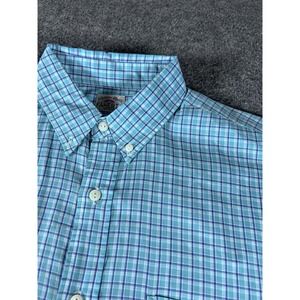 Faherty Long Sleeve Shirt Men Size M Green BluePlaid Button Up Casual